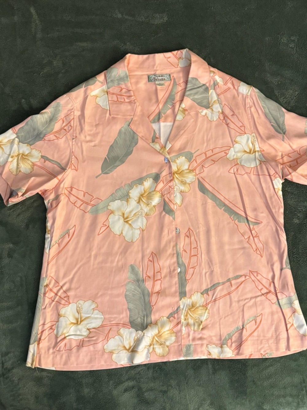 Tommy Bahama Peach Floral Camp Shirt